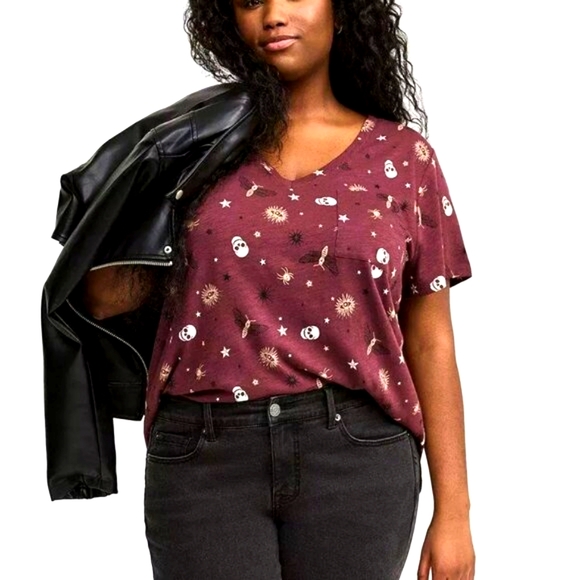 ❤️NWT VINTAGE TORRID SKULL PRINT POCKET TEE - SOFT COTTON - HALLOWEEN PLUS SIZE - Picture 8 of 14